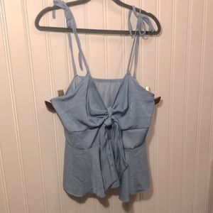 Plus Tie Front Peplum Denim Cami Top